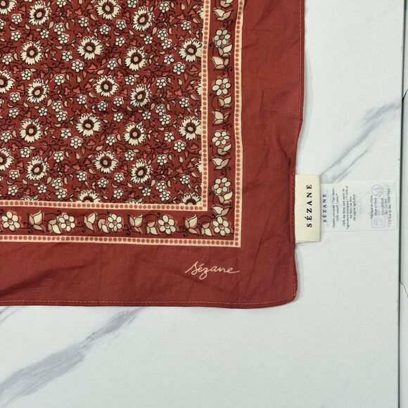 SOLD NWOT Sezane Floral Square Scarf Terry Cotton French Girl Parisian Chic - Picture 6 of 11